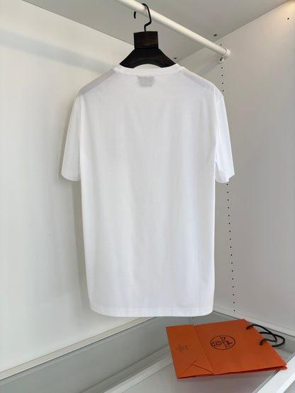 2025 Spring and Summer Leather Embroidery Round Neck Short Sleeve T-shirt