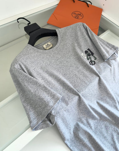 2025 Spring and Summer Leather Embroidery Round Neck Short Sleeve T-shirt