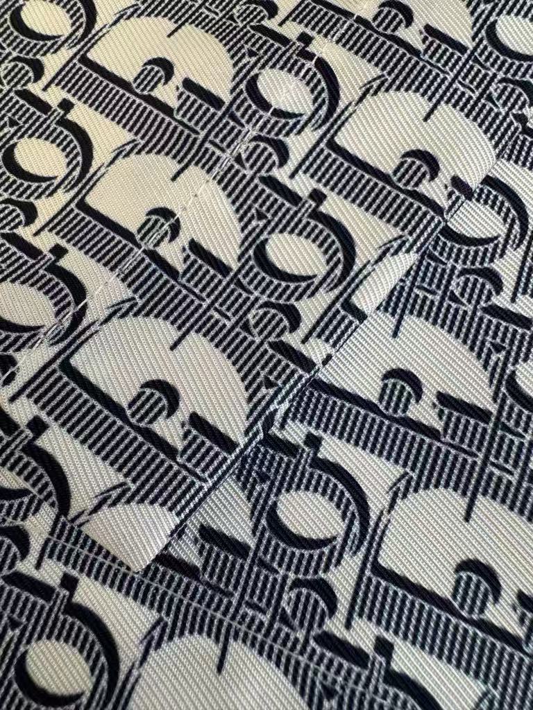 25ss new white and blue diagonal fabric Oblique printed short sleeved shirt