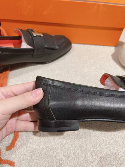 HM Mocassins Royal Loafers Black Goat Leather