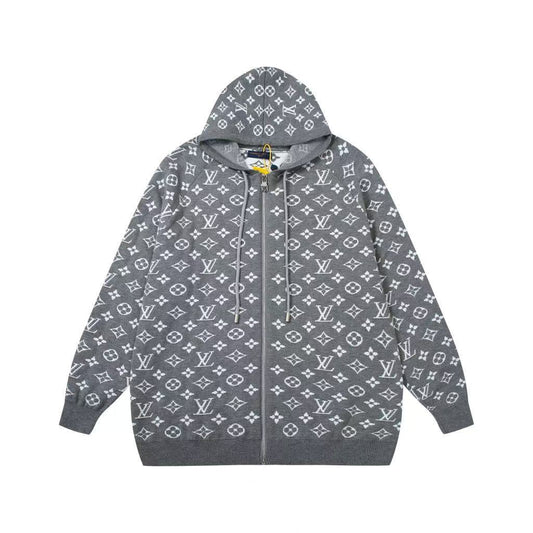25FW New Jacquard Wool Blend Zipper Knit Cardigan