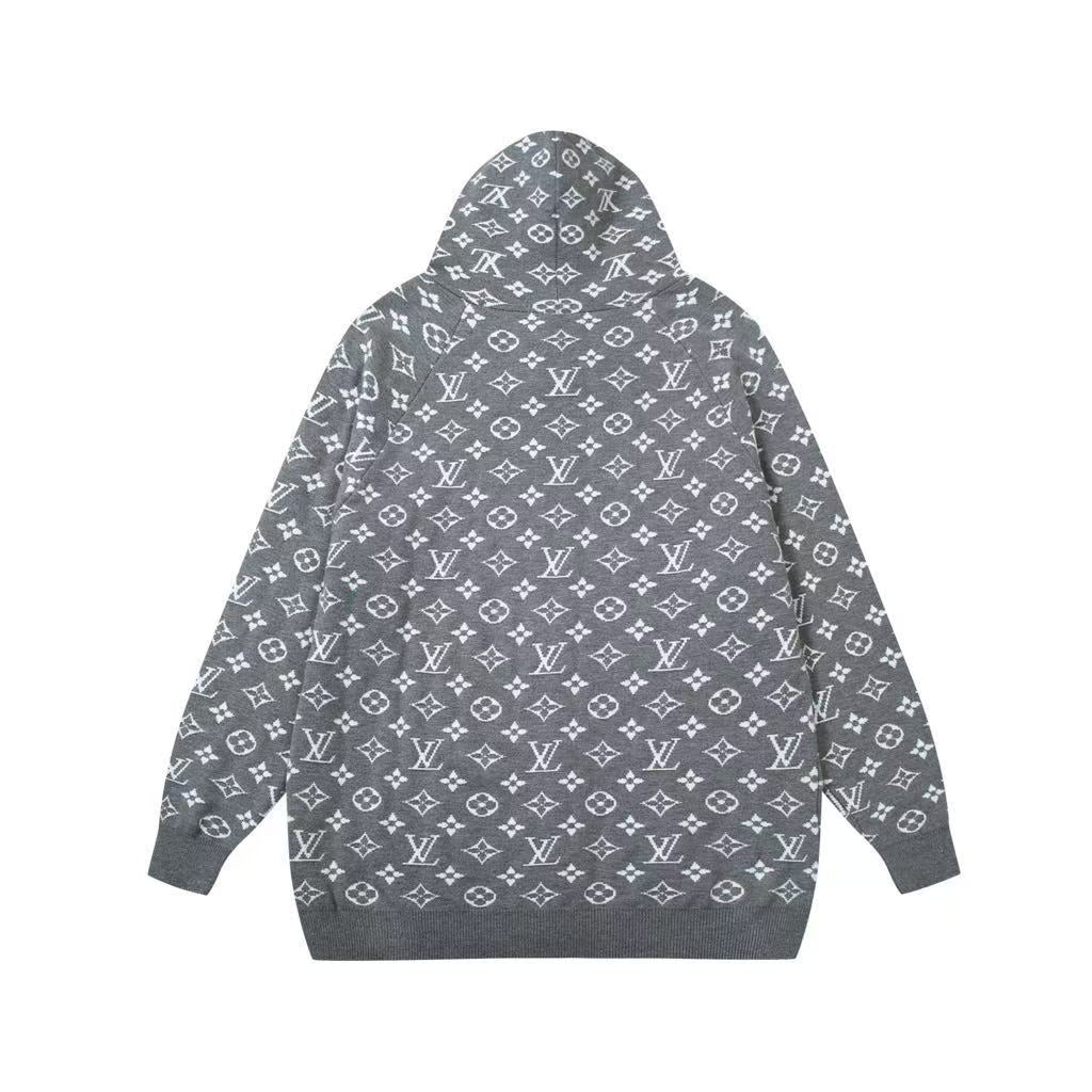 25FW New Jacquard Wool Blend Zipper Knit Cardigan