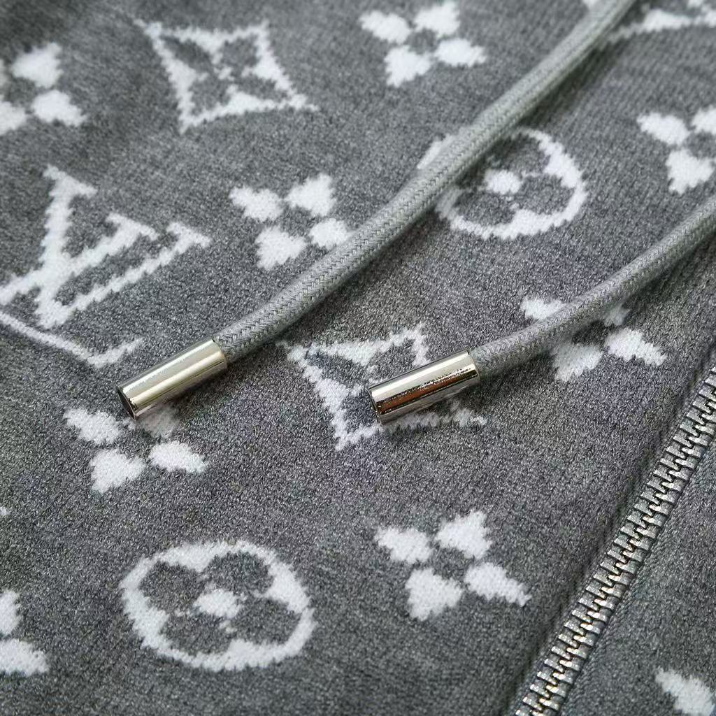 25FW New Jacquard Wool Blend Zipper Knit Cardigan
