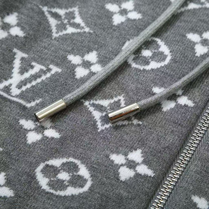 25FW New Jacquard Wool Blend Zipper Knit Cardigan