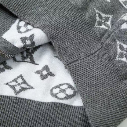 25FW New Jacquard Wool Blend Zipper Knit Cardigan