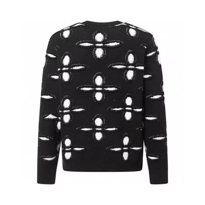 Round-Neck Pullover Jacquard Long-Sleeve Sweater