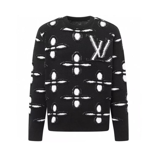 Round-Neck Pullover Jacquard Long-Sleeve Sweater
