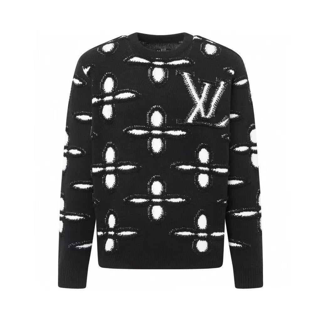 Round-Neck Pullover Jacquard Long-Sleeve Sweater