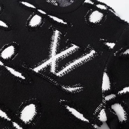 Round-Neck Pullover Jacquard Long-Sleeve Sweater