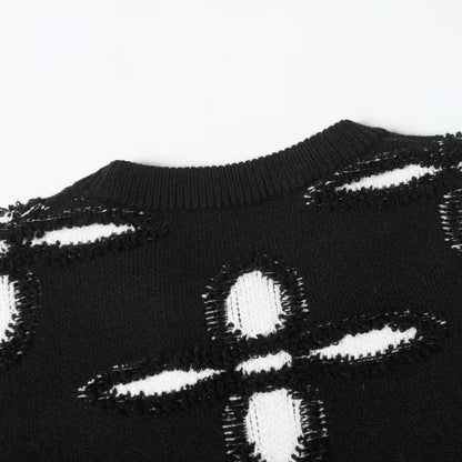 Round-Neck Pullover Jacquard Long-Sleeve Sweater