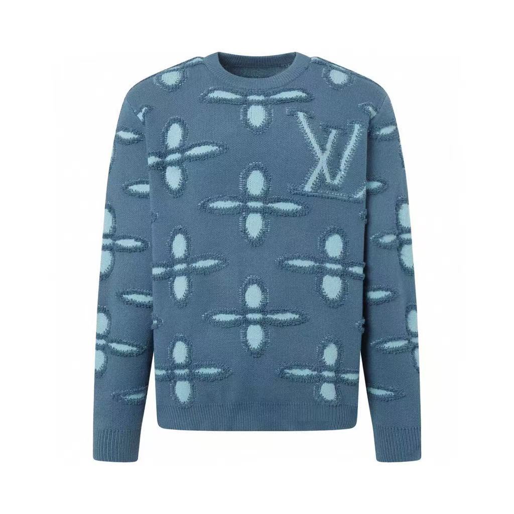 Round-Neck Pullover Jacquard Long-Sleeve Sweater