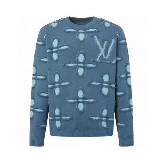 Round-Neck Pullover Jacquard Long-Sleeve Sweater