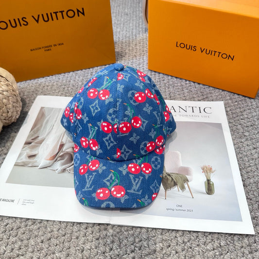 New Cute Cherry Denim Blue Duckbill Vacation Baseball Cap