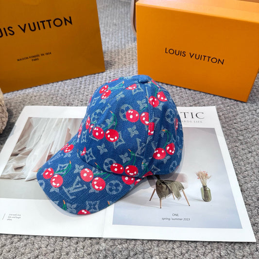 New Cute Cherry Denim Blue Duckbill Vacation Baseball Cap