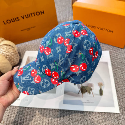 New Cute Cherry Denim Blue Duckbill Vacation Baseball Cap