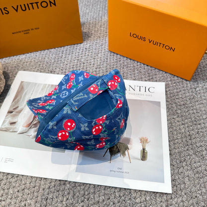 New Cute Cherry Denim Blue Duckbill Vacation Baseball Cap