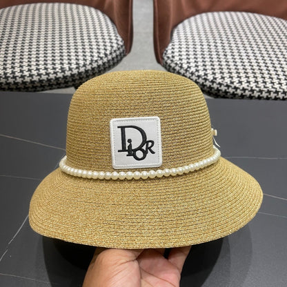 Straw Pearl Bow Beach Hat Women's Vacation Sun Hat