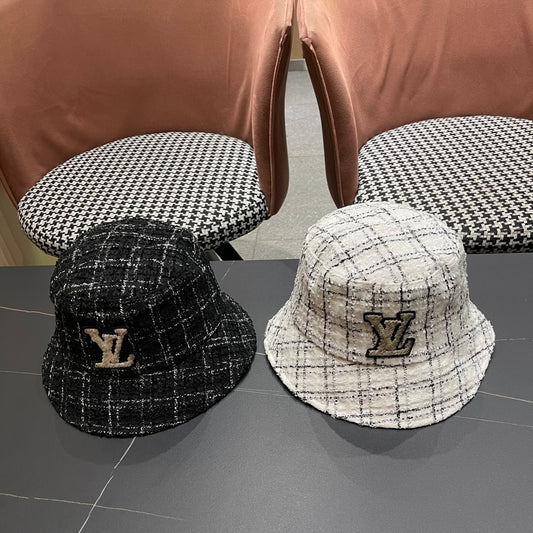 New Small Label Checkered Fisherman's Hat for Women