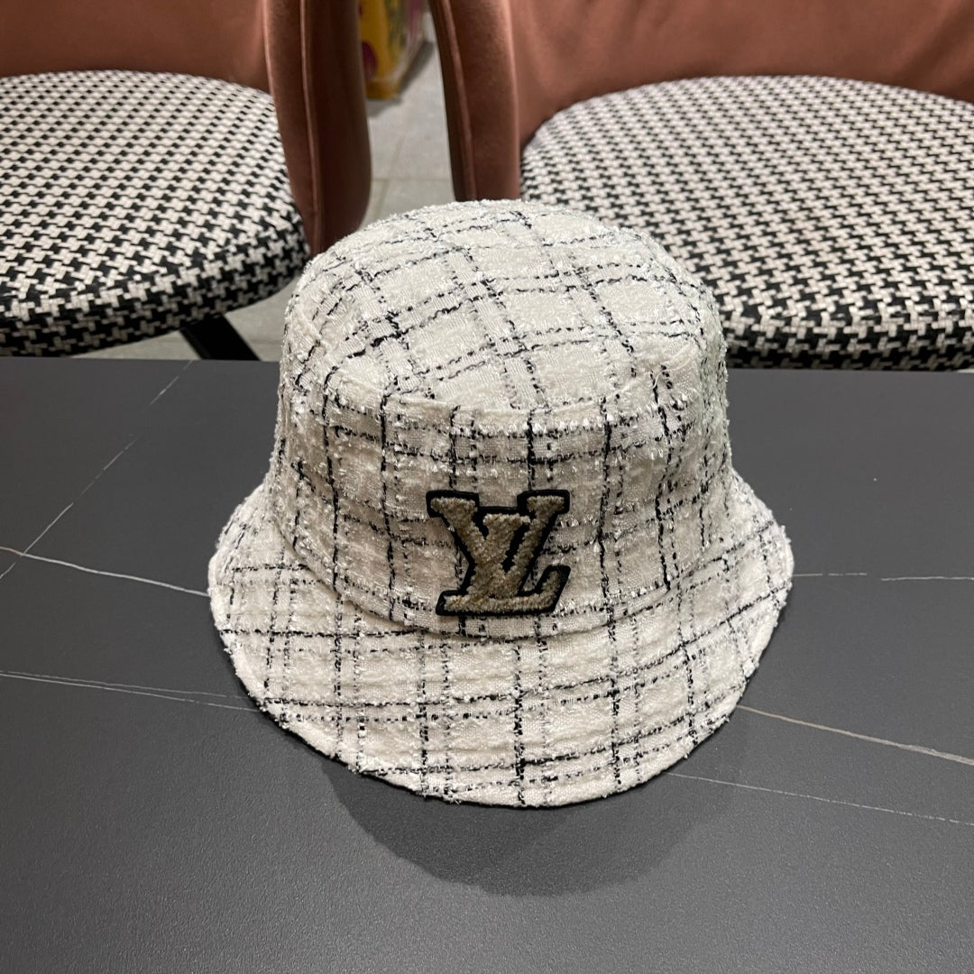 New Small Label Checkered Fisherman's Hat for Women
