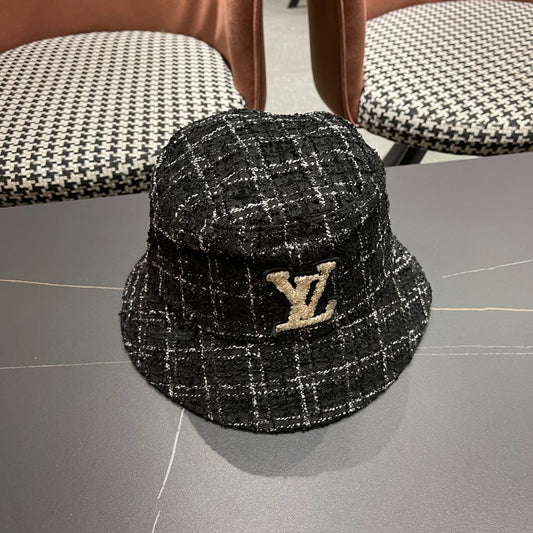 New Small Label Checkered Fisherman's Hat for Women
