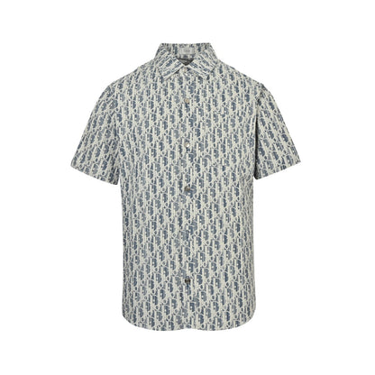 25ss full print vintage denim short sleeved shirt