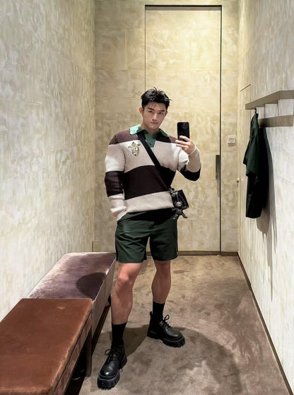 Fe 25Solid color Bermuda shorts