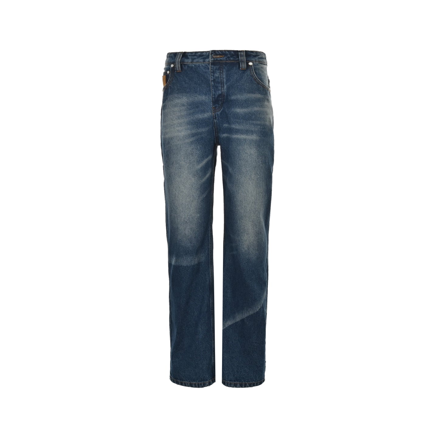 Sun dried faded washed denim jeans