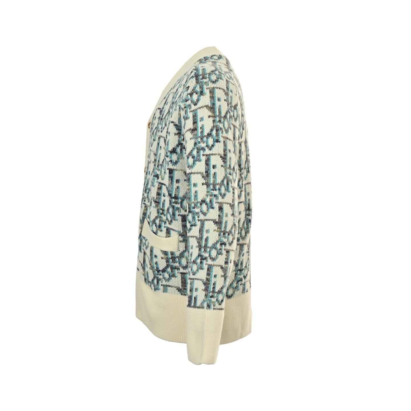 25Fw all-over print monogram jacquard cardigan sweater