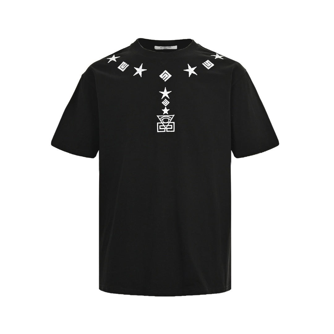 Five-pointed star necklace pendant embroidered short sleeves