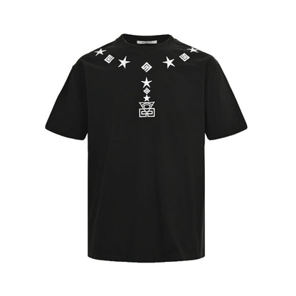 Five-pointed star necklace pendant embroidered short sleeves