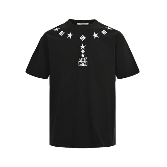 Five-pointed star necklace pendant embroidered short sleeves