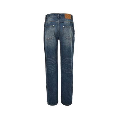 Sun dried faded washed denim jeans