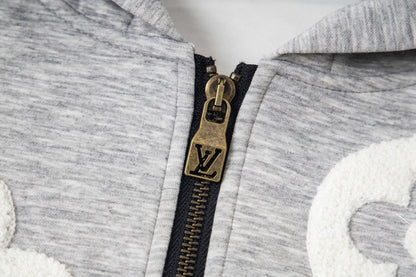 25ss Devoré Terry Embroidery Zippered Hooded Jacket