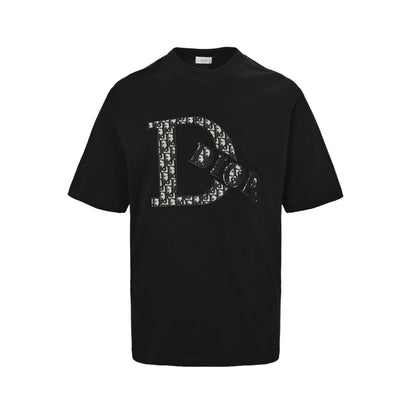 Presbyopic appliqué embroidered letter short sleeves