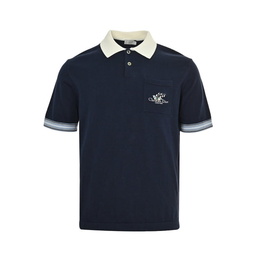 25ss Lily of the Valley Embroidery Knitted Polo Short Sleeve