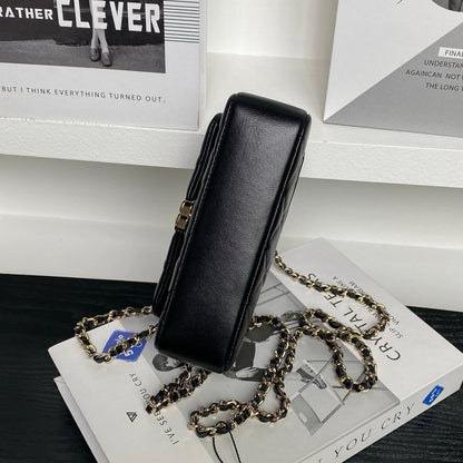 mini black lambskin chain bag