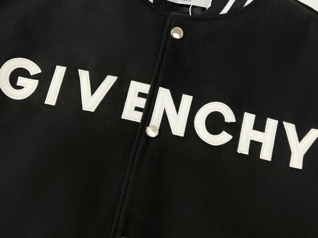 25fw White pebbled leather sleeve baseball jacket