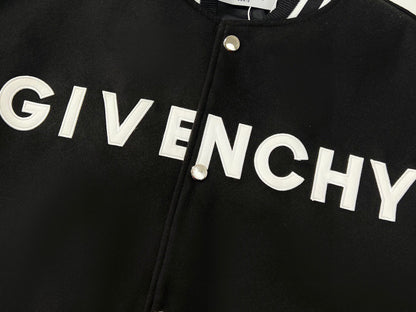 25fw White pebbled leather sleeve baseball jacket