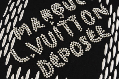 24ss Heavy Industry Nail Bead Letter Embroidered Short Sleeve T-shirt