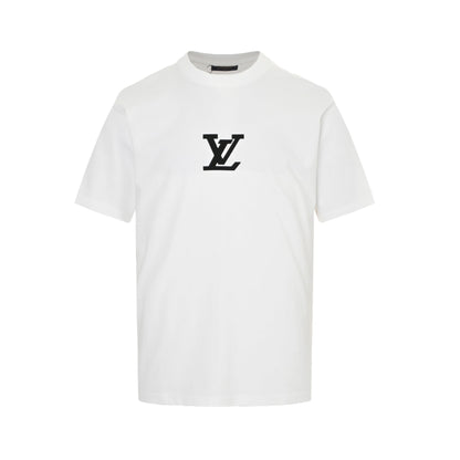 25ss front and back logo flocking print short sleeves