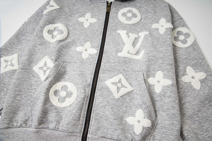 25ss Devoré Terry Embroidery Zippered Hooded Jacket