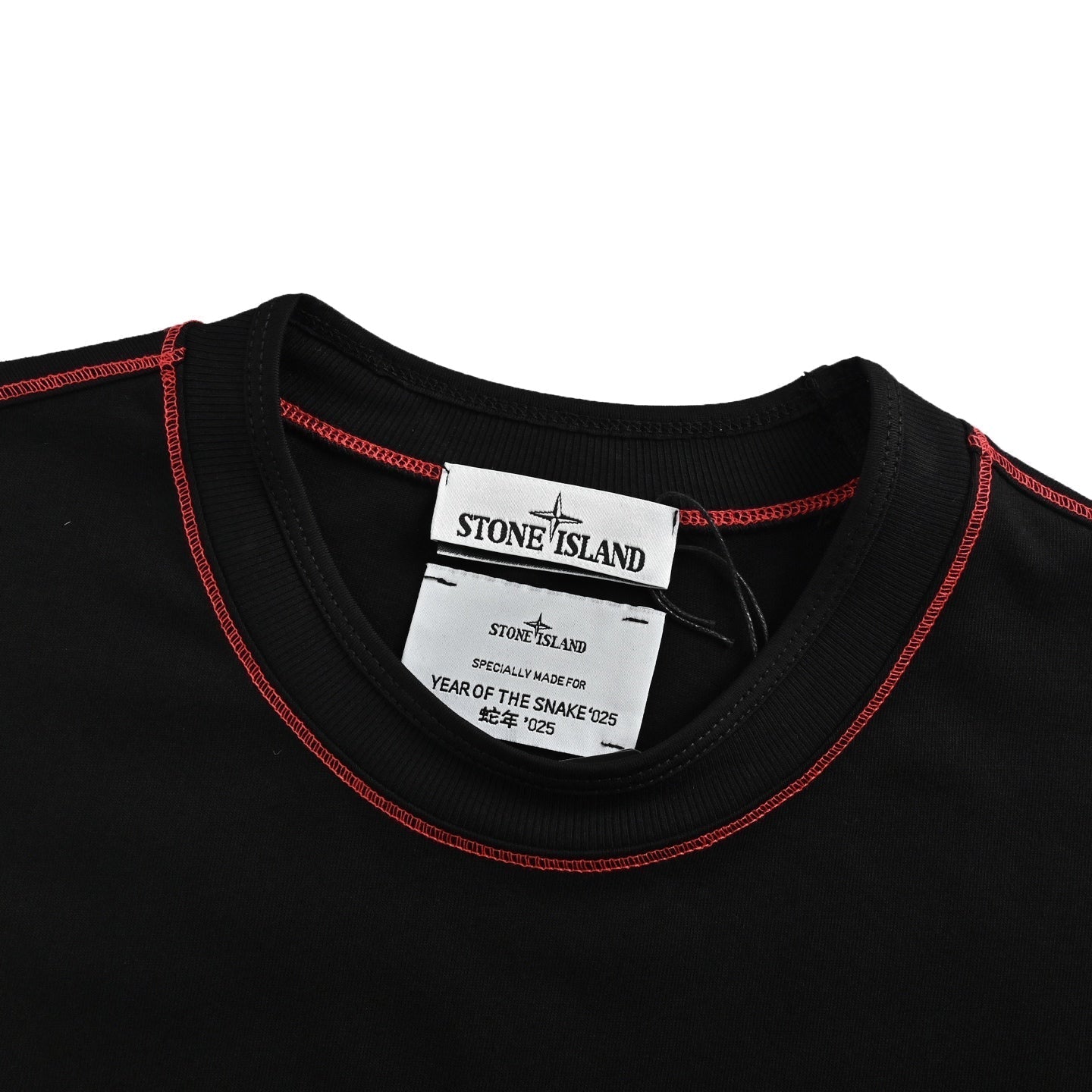 25ss Black and red badge embroidered short sleeves
