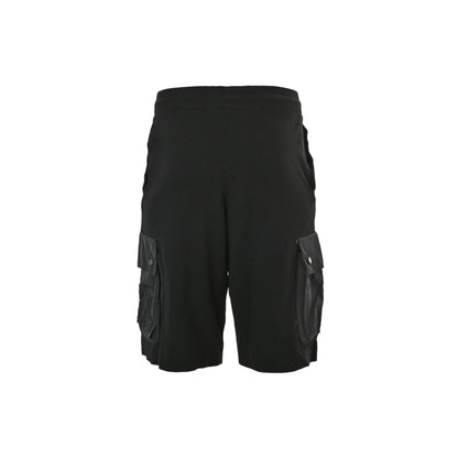 Embossed patch double pocket drawstring shorts