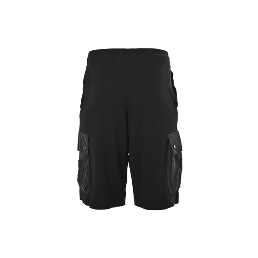 Embossed patch double pocket drawstring shorts