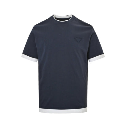 25ss fake two-piece spliced short sleeved shirt