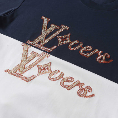25ss Handmade bead embroidered short sleeved T-shirt