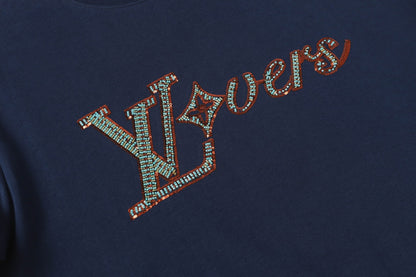 25SS Handmade bead embroidered short sleeved T-shirt