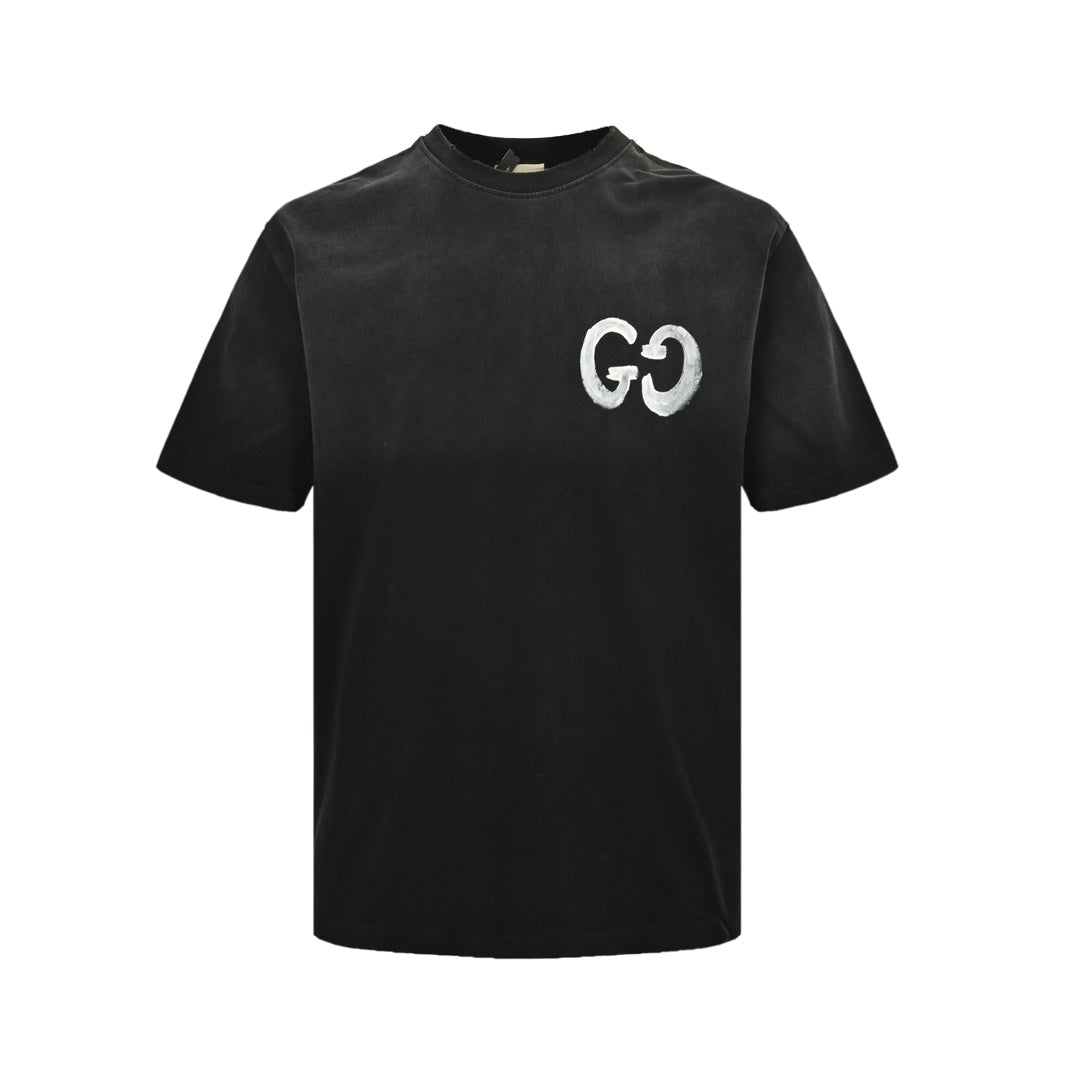 Hand-painted graffiti double G washed short sleeves