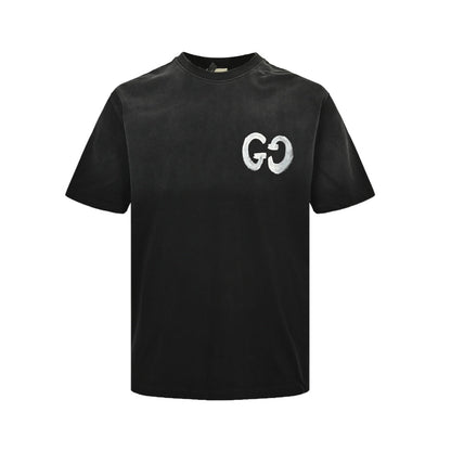 Hand-painted graffiti double G washed short sleeves