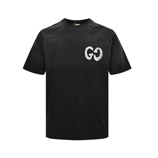 Hand-painted graffiti double G washed short sleeves